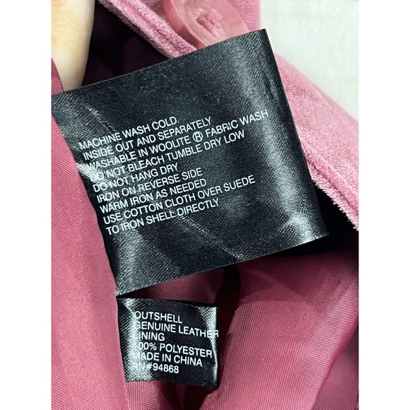 Bernardo Coat Womens Large Pink Suede Leather Button Front Lined Mid Length - Picture 10 of 10